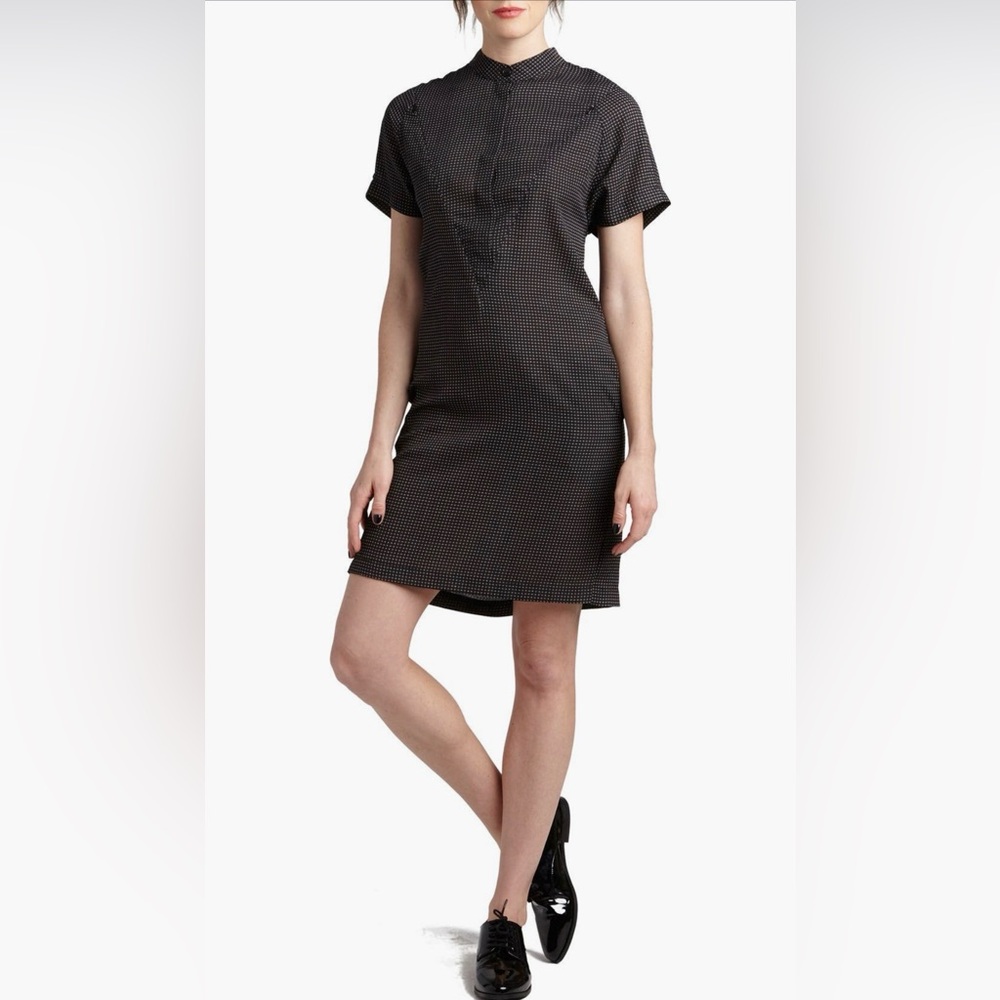 Stylish Maternity Nursing Dress XS Black Check Star Hidden Zip Shirtdress